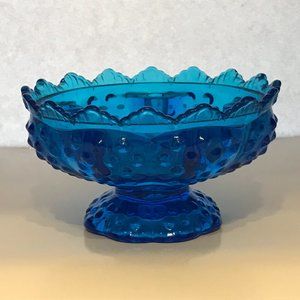 VTG Fenton Hobnail Pattern Centerpiece Tapered Candle Holder Colonial Blue